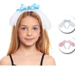 Cerchietto in peluche con orecchie a fiocco in colori assortiti per bambini
