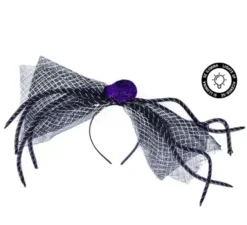 Cerchietto ragno nero e viola con luce