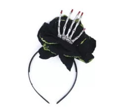 Cerchietto rosa nera con mano scheletrica