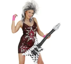Chitarra Rockstar gonfiabile con stampa zebrata da 95 cm
