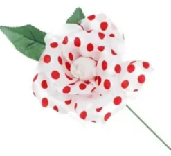 Chulapa rosa sevillana o bianca con pois rossi e asta di 15 cm