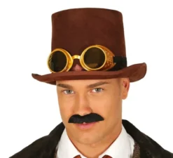 Cilindro marrone steampunk con occhiali