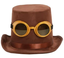 Cilindro marrone steampunk con occhiali