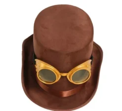 Cilindro marrone steampunk con occhiali