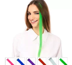 Ciocca di capelli verde chiaro in colori assortiti di 55 cm