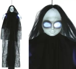 Ciondolo Bambina Occhi Neri con Luce e Suono 130 cm