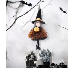 Ciondolo bambola strega con zucca 21 cm