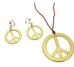 Ciondolo e orecchini hippy color oro