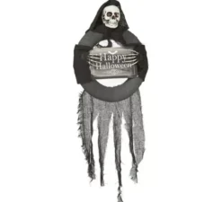 Ciondolo scheletro felice halloween con luce 75 cm