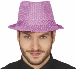 Classico cappello da gangster con paillettes in vari colori