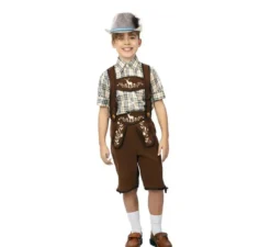 Classico costume bavarese a righe marroni per bambino