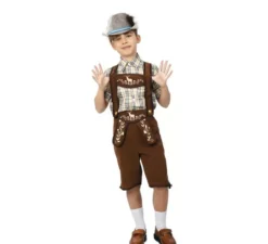 Classico costume bavarese a righe marroni per bambino