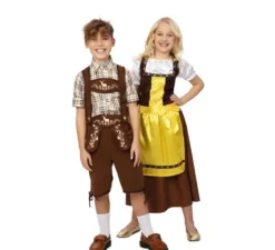 Classico costume bavarese marrone e giallo per bambina