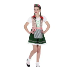 Classico costume bavarese rosa e nero per bambina