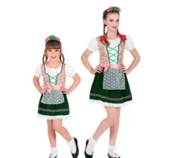 Classico costume bavarese rosa e nero per bambina