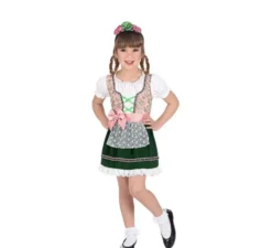 Classico costume bavarese rosa e nero per bambina