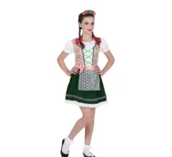 Classico costume bavarese rosa e nero per bambina