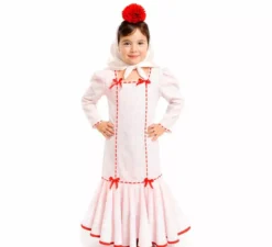 Classico costume da Chulapa bianco e rosso per bambine