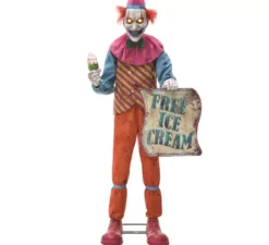 Clown gelataio alto 1,8 m con luci, suoni e movimento