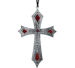 Collana con croce gotica grigia da 21 cm