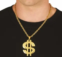 Collana con dollaro metallico dorato