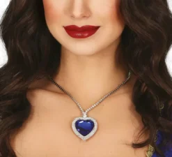 Collana cuore blu metallizzato