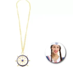 Collana da marinaio con timone blu