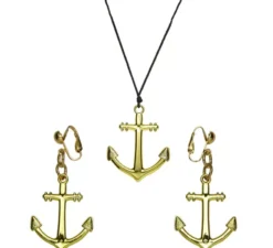 Collana e orecchini con ancora d'oro