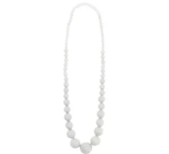 Collana flamenco con perle grigie e bianche di 25 cm