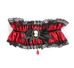 Collana gotica rossa con fiocco nero