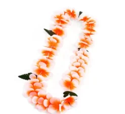Collana Hawaii arancione e bianca 55 cm