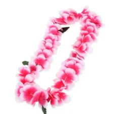 Collana Hawaii fucsia e bianca 55 cm