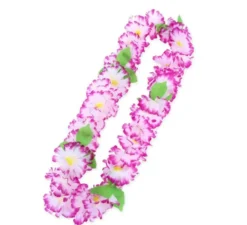 Collana Hawaii viola e gialla 55 cm