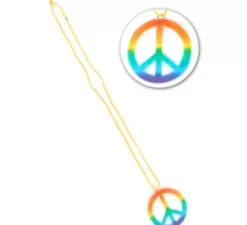 Collana hippie con simbolo della pace arcobaleno