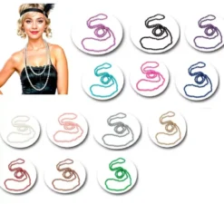 Collana lunga di perle in vari colori di 140 cm