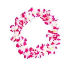 Collana media Hawaii fucsia e bianca di 46 cm