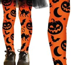 Collant arancione per Halloween per bambini