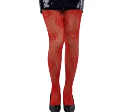 Collant a rete con cuore rosso