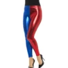Collant arlecchino metallizzato rosso e blu per donna