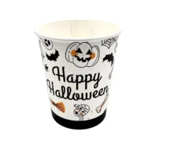 Confezione da 12 bicchieri da 250 ml Happy Halloween Stampa in bianco e nero