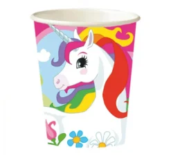 Confezione da 8 Bicchieri di Carta Unicorno 266 ml