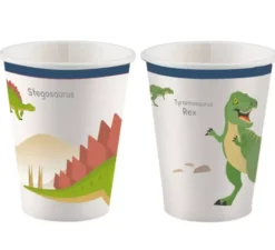 Confezione da 8 Bicchieri di Dinosauro in Cartone da 250 ml