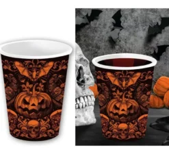 Confezione da 6 bicchieri gotici di zucca 240 ml 9 cm