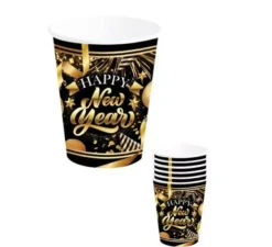 Confezione da 6 bicchieri Happy New Year da 240 ml e 9 cm