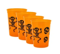 Confezione da 4 Bicchieri in Plastica Skeleton misura 10x8x6 cm in vari colori
