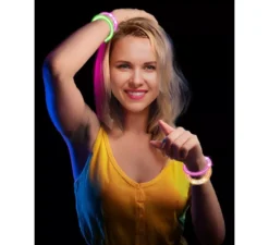 Confezione da 4 braccialetti LED, 8 cm, in colori assortiti