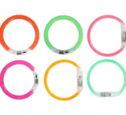 Confezione da 4 braccialetti LED, 8 cm, in colori assortiti