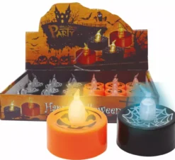 Confezione da 24 Candele Arancio e Nere a Luce Assortita di 4X4 cm