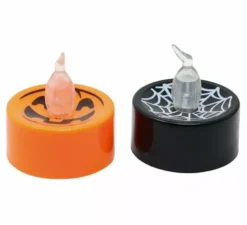 Confezione da 24 Candele Arancio e Nere a Luce Assortita di 4X4 cm