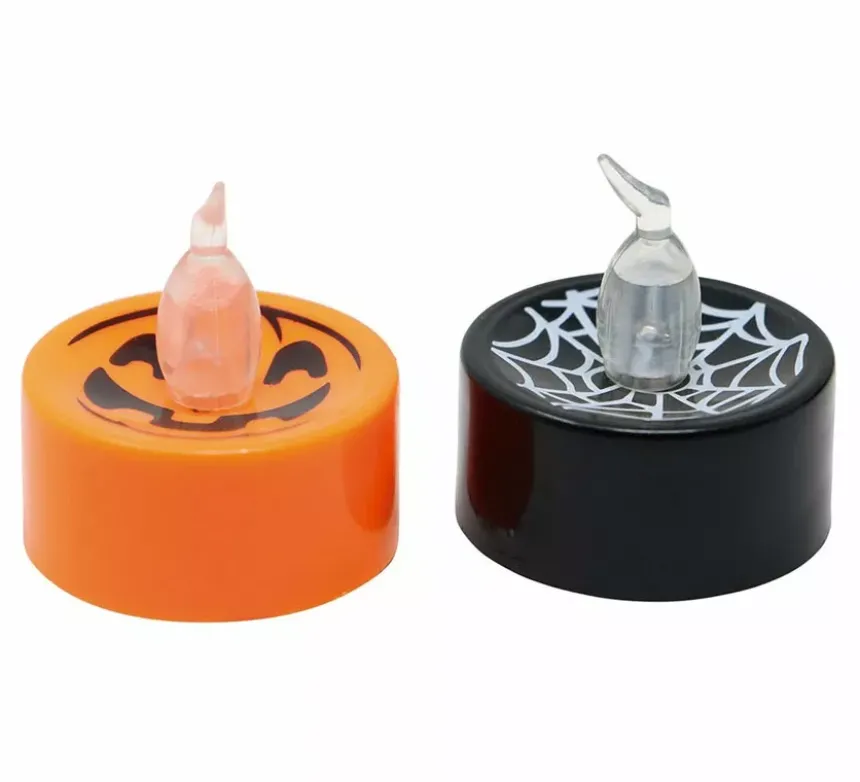 Confezione da 24 Candele Arancio e Nere a Luce Assortita di 4X4 cm